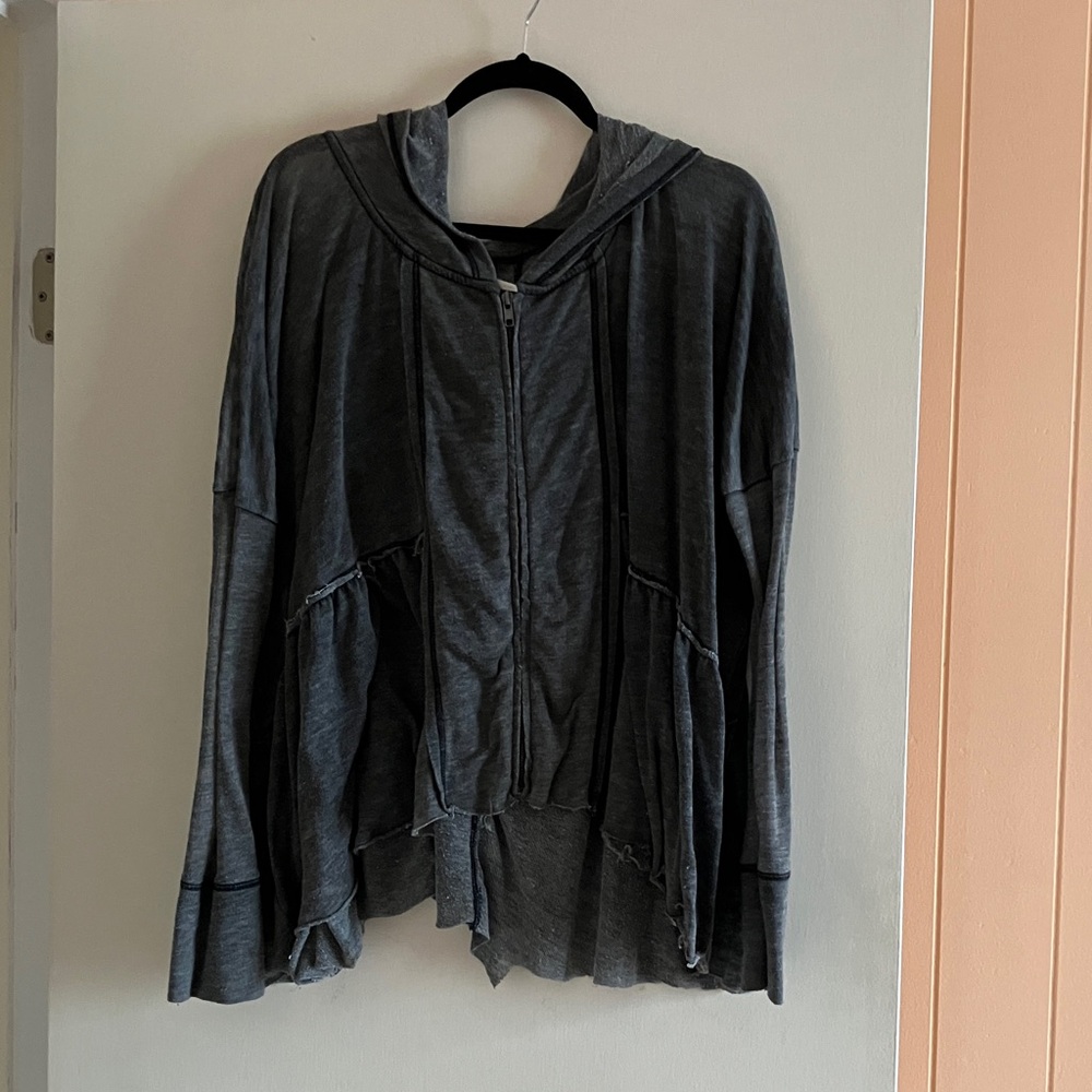 Free People Charcoal Gray Zip Hoodie